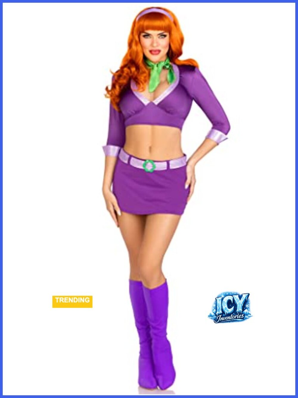 4 Piece Halloween Costume Set with Headband - Crop Top & Skirt